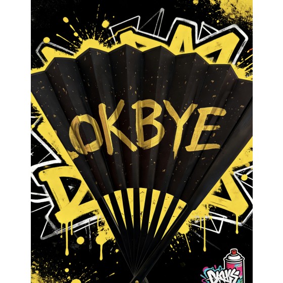 手工噴漆塗鴉「OKBYE」暗黑摺扇