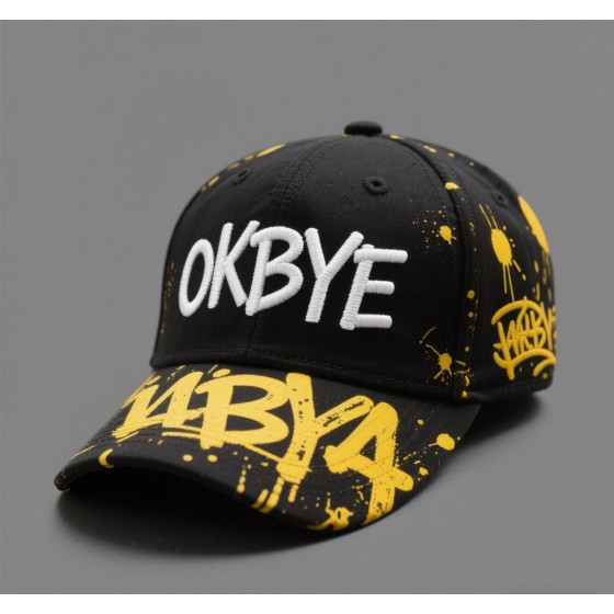 潮牌街頭“OKBYE” 潮牌街頭塗鴉刺繡撞色棒球帽