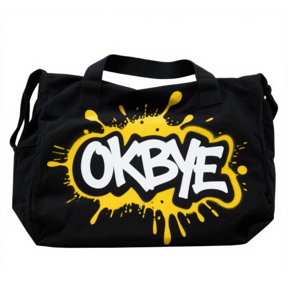 OKBYE 潑墨塗鴉街頭潮包 黑黃撞色多用途手提包