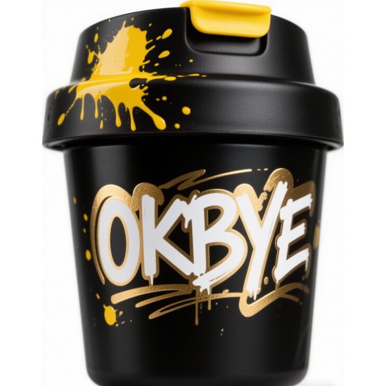 OKBYE 潑墨金標潮流隨行杯 街頭藝術風保溫咖啡杯