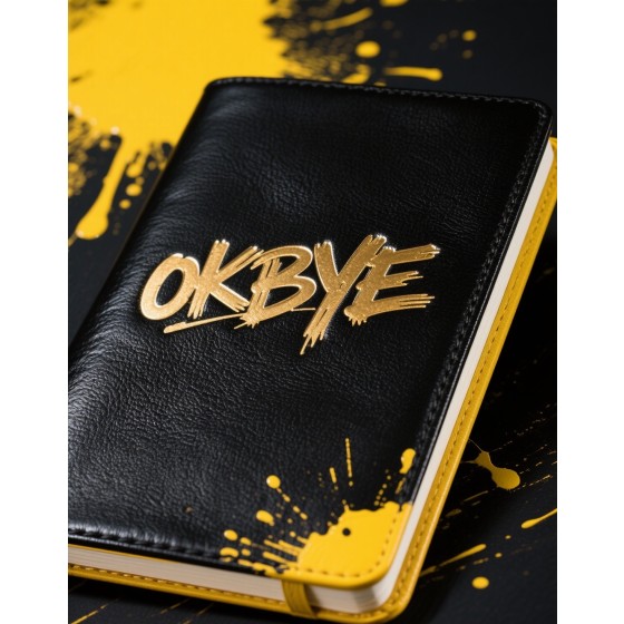OKBYE 黑金噴墨壓印潮流真皮筆記本