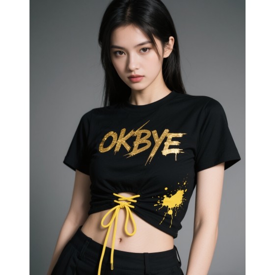 OKBYE 金漆綁帶露腰短版 T 恤 辣妹風格造型利器
