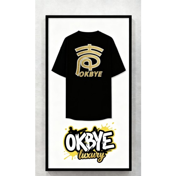 OKBYE 「聲」字金標創作者簽名限量款 黑金色塗鴉短袖 T 恤（藝術框裝限定版）