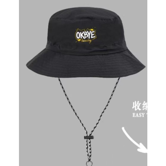 潮牌街頭OKBYE印花黑色機能風漁夫帽